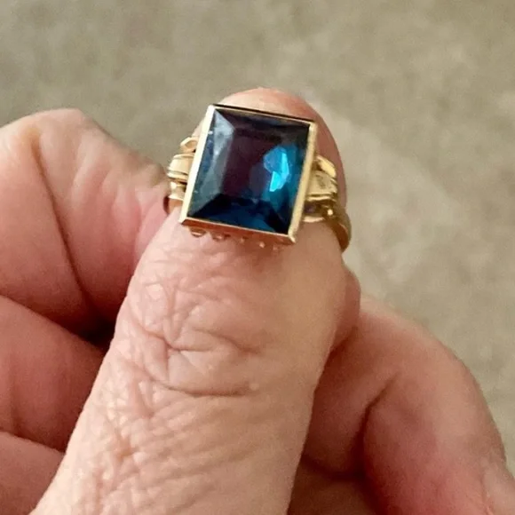 10k London Blue Topaz Yellow Gold Ring - Picture 2 of 12